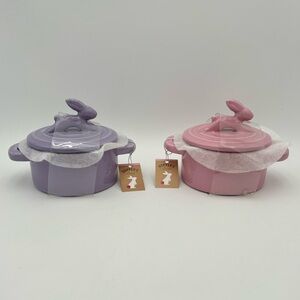 Hopper's Lane Easter Pink and Purple Pastel Mini Casserole Dishes with Bunny Top